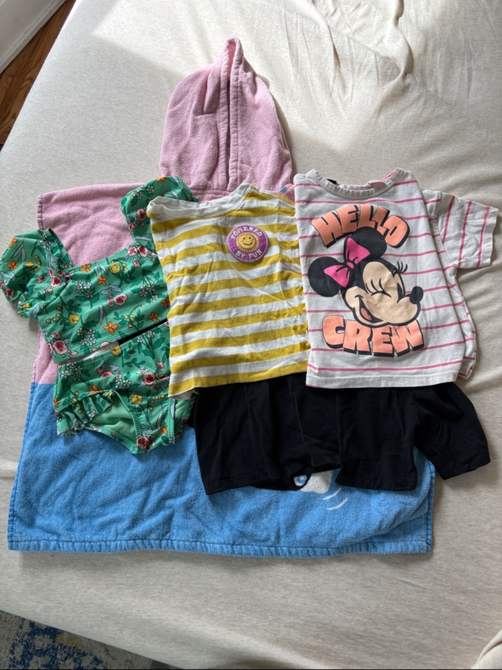 3T Girls 7pc Bundle Lightly Worn Biker Shorts, T-shirts Bathing Suit & Cover Up